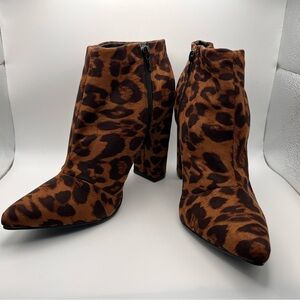 Shoelace Leopard Print Ankle Boots